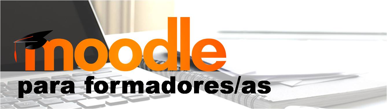 portada curso moodle. logo de la plataforma moodle sobre un ordenador portatil en blanco y negro